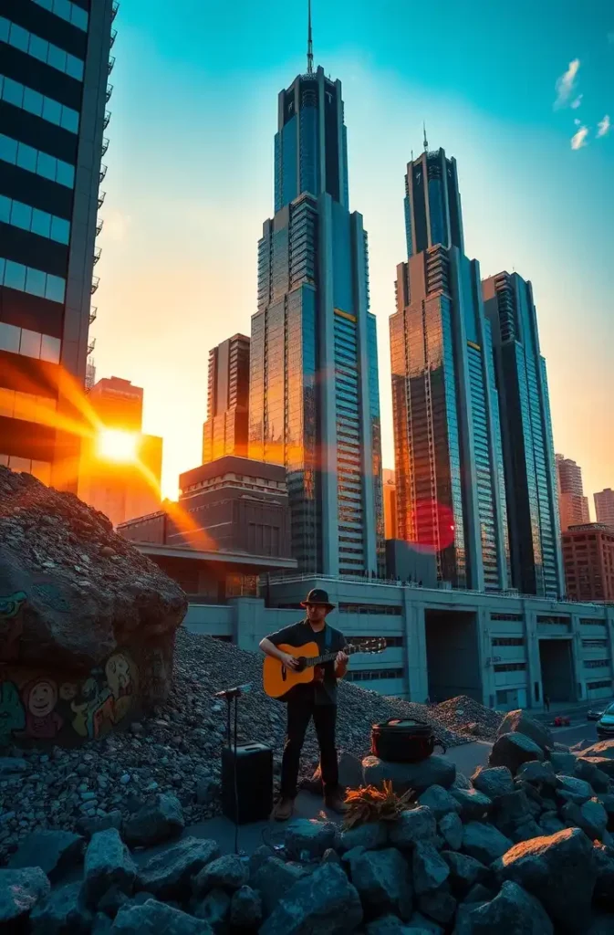 Golden hour meets concrete towers