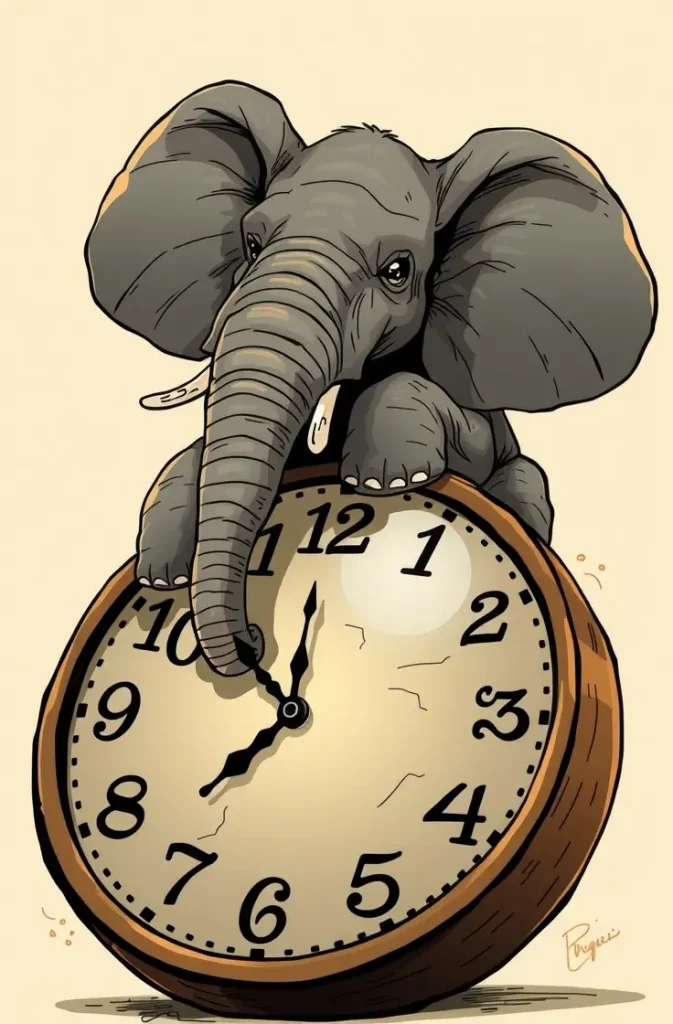 What time is it when an elephant sits on a clock