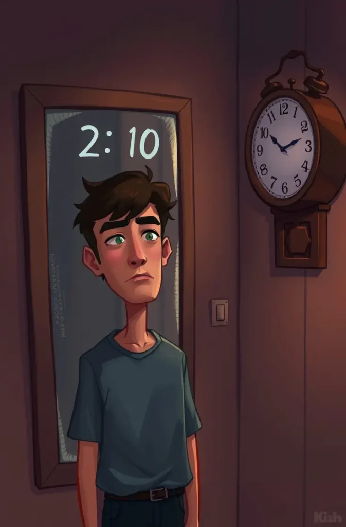 I show 2:10 in the mirror. What's the actual time