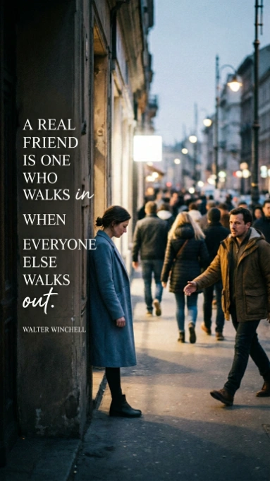 A real friend is one who walks in when everyone else walks out