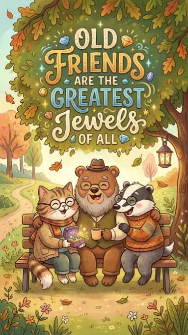 generate this image quote : Old friends are the greatest jewels of all
