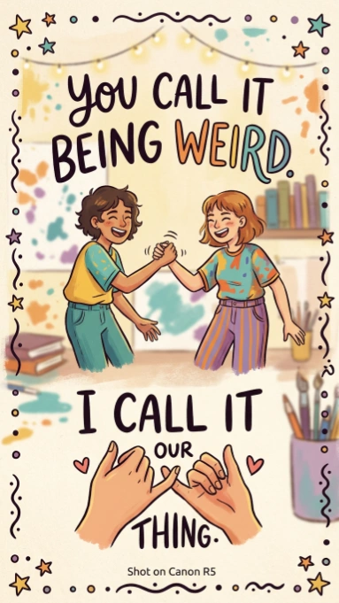 You call it being weird. I call it our thing