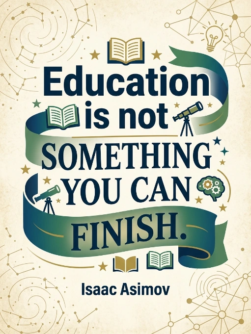 Education is not something you can finish. Isaac Asimov