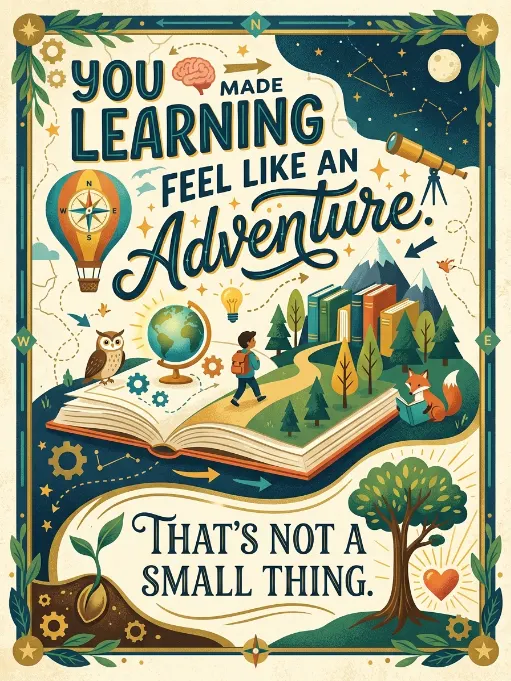 You made learning feel like an adventure. That's not a small thing.