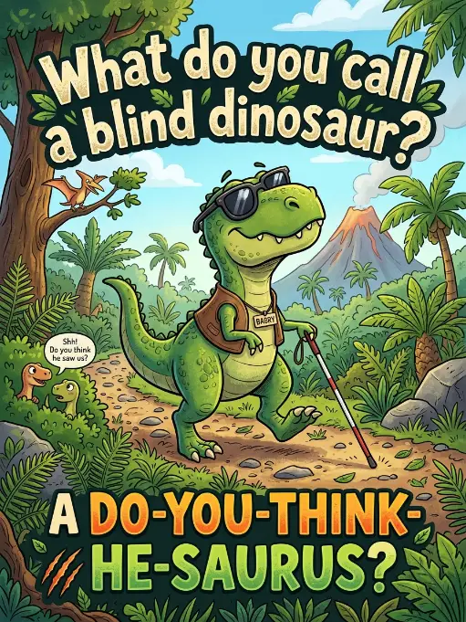 What do you call a blind dinosaur
