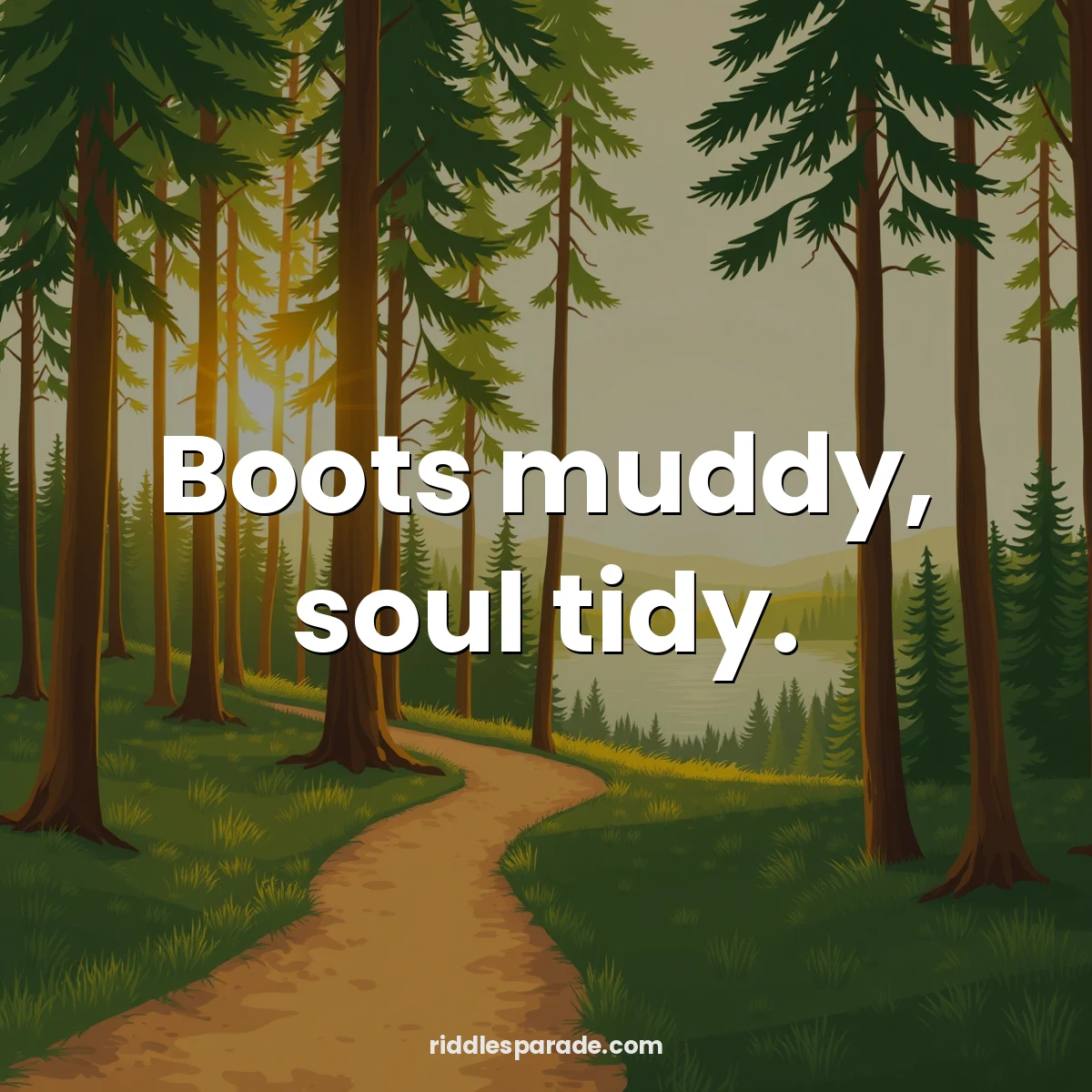 Boots muddy, soul tidy.
