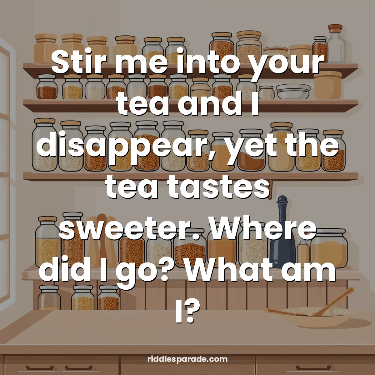 Stir me into your tea and I disappear, yet the tea tastes sweeter. Where did I go? What am I?